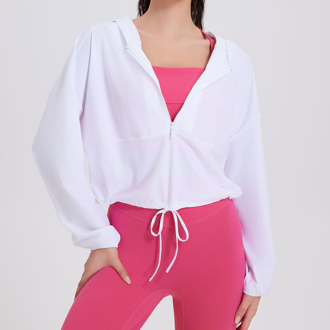 Olivenorma Women's Sun Protection Zip Up Athletic Hoodies Yoga Workout Tops - White - XL - image 3