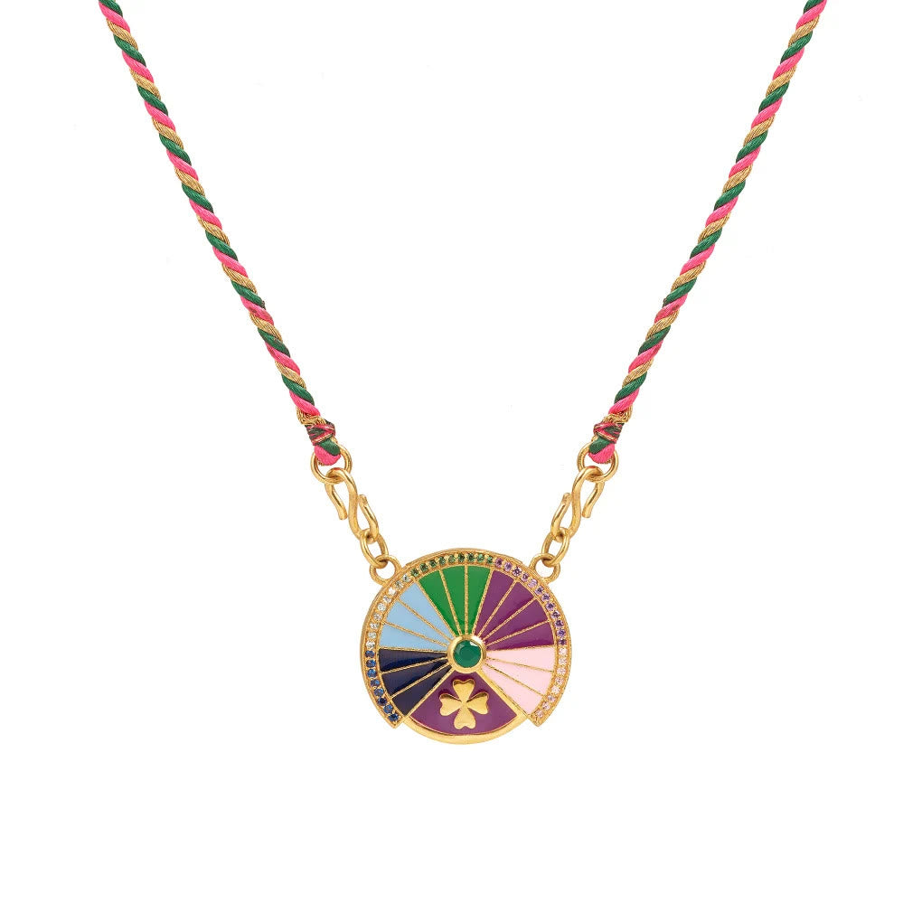 Olivenorma Rotatable Tarot Lucky Charm Tribal Pendant Braided Rope Necklace - Clover - image 5