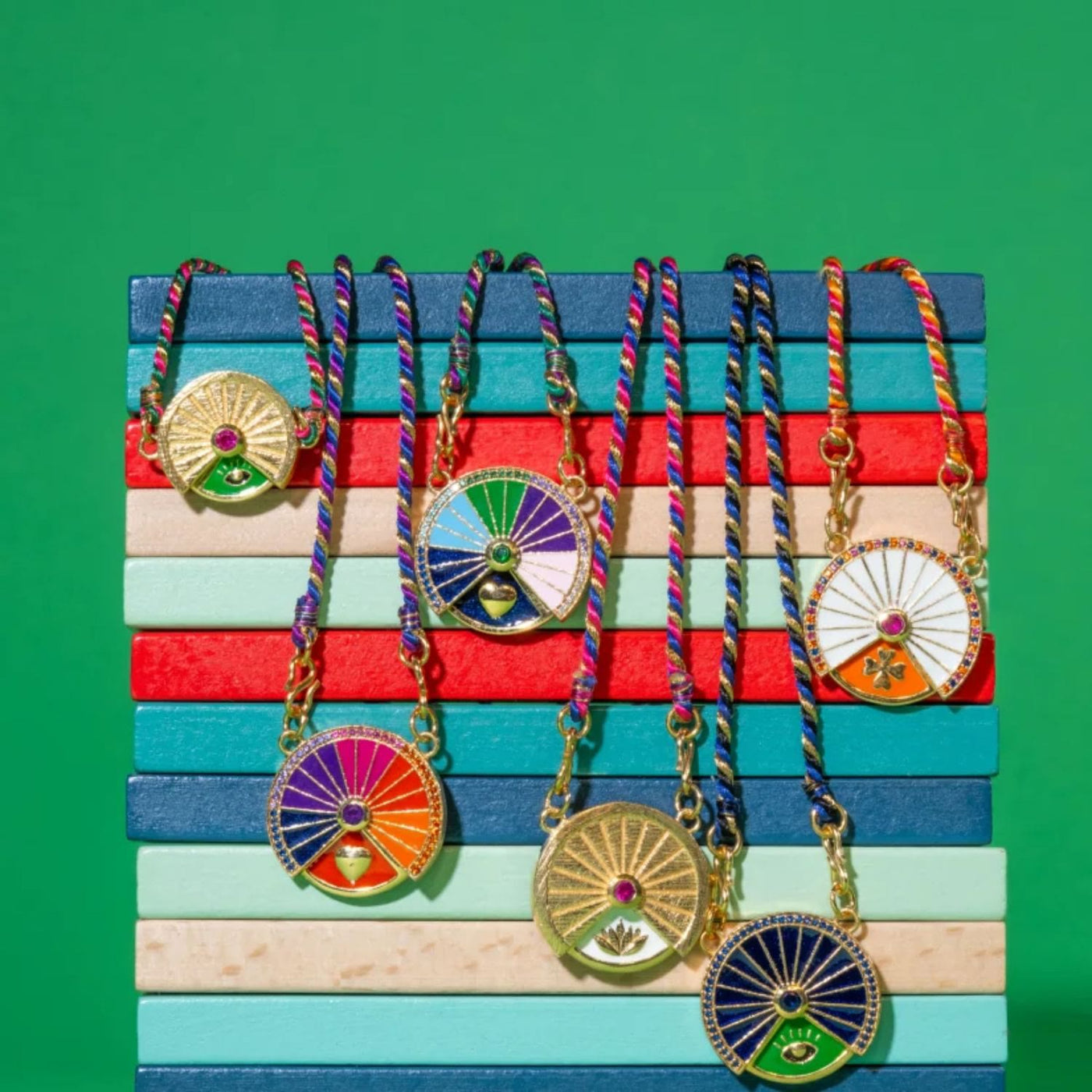 Olivenorma Rotatable Tarot Lucky Charm Tribal Pendant Braided Rope Necklace - image 0