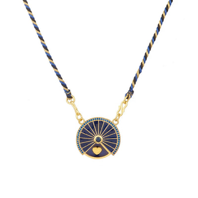 Olivenorma Rotatable Tarot Lucky Charm Tribal Pendant Braided Rope Necklace - Heart - image 4