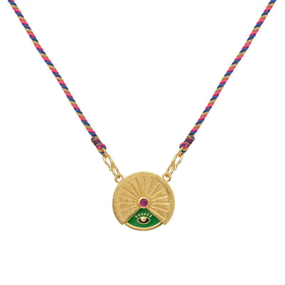 Olivenorma Rotatable Tarot Lucky Charm Tribal Pendant Braided Rope Necklace - Eye - image 1