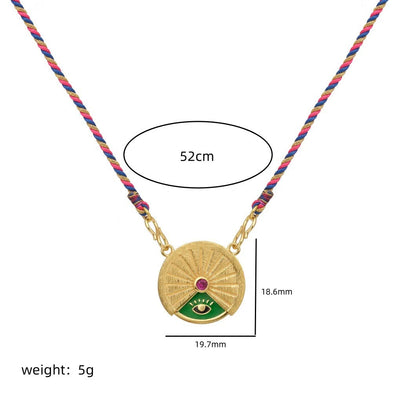 Olivenorma Rotatable Tarot Lucky Charm Tribal Pendant Braided Rope Necklace - image 3