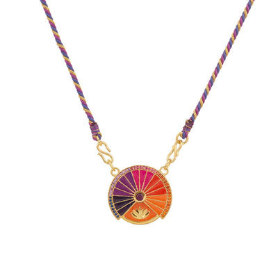 Olivenorma Rotatable Tarot Lucky Charm Tribal Pendant Braided Rope Necklace - Lotus - image 6