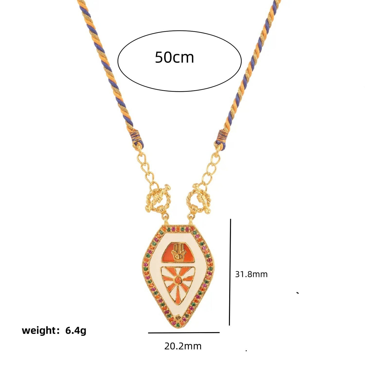 Olivenorma Ward Off Evil Hamsa Hand Evil Eye Tribal Charm Tarot Braided Rope Necklace - image 7