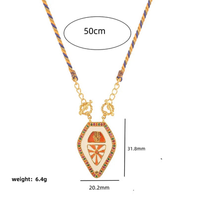 Olivenorma Ward Off Evil Hamsa Hand Evil Eye Tribal Charm Tarot Braided Rope Necklace - image 7