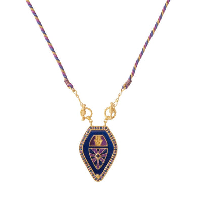 Olivenorma Ward Off Evil Hamsa Hand Evil Eye Tribal Charm Tarot Braided Rope Necklace - Navy - image 5