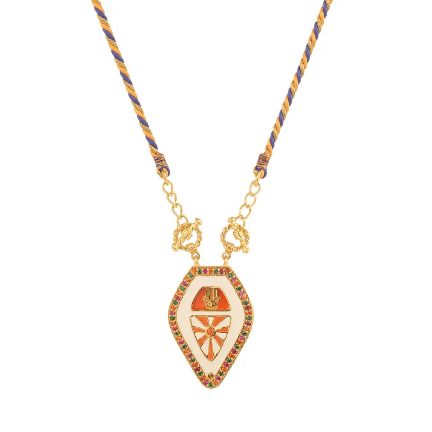 Olivenorma Ward Off Evil Hamsa Hand Evil Eye Tribal Charm Tarot Braided Rope Necklace - White - image 6
