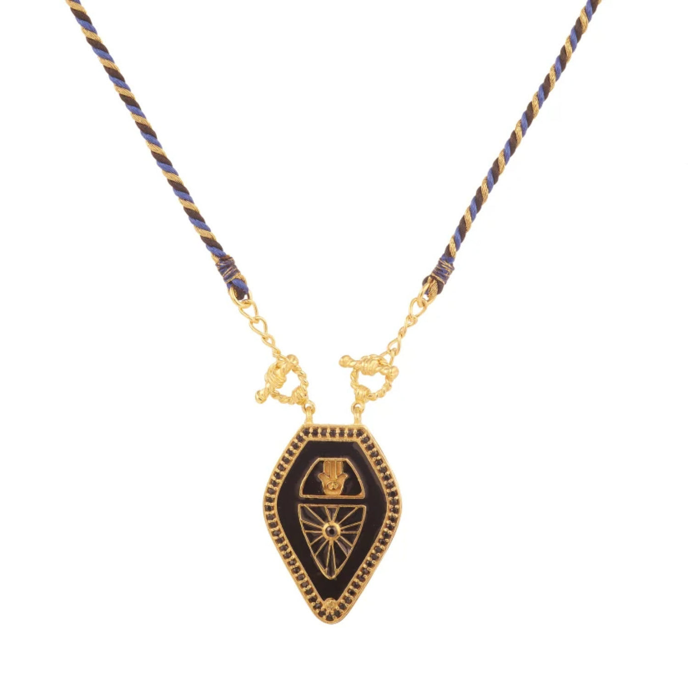Olivenorma Ward Off Evil Hamsa Hand Evil Eye Tribal Charm Tarot Braided Rope Necklace - Black - image 1