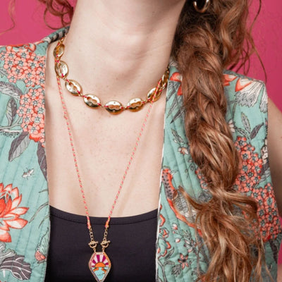 Olivenorma Ward Off Evil Hamsa Hand Evil Eye Tribal Charm Tarot Braided Rope Necklace - Colorful - image 3