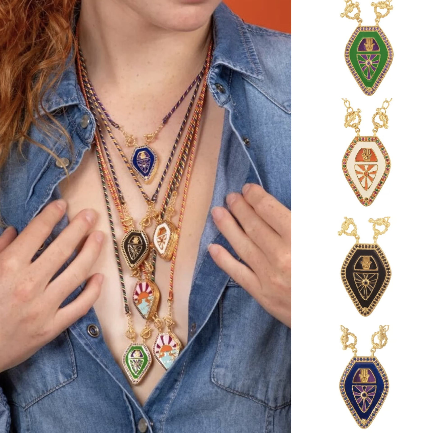Olivenorma Ward Off Evil Hamsa Hand Evil Eye Tribal Charm Tarot Braided Rope Necklace - image 0