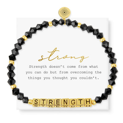 Olivenorma GIRL POWER Letter Words Meaningful Facted Beaded Gemstone Bracelet - STRENGTH (Obsidian) - image 11
