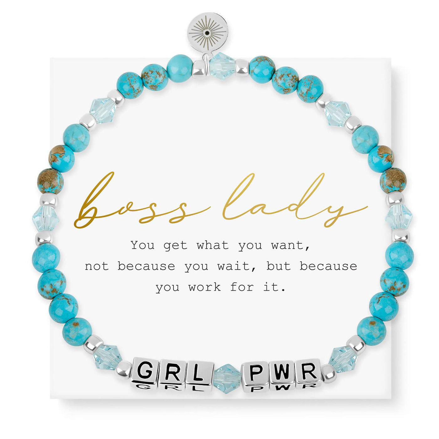 Olivenorma GIRL POWER Letter Words Meaningful Facted Beaded Gemstone Bracelet - GIRL POWER (Turquoise) - image 0