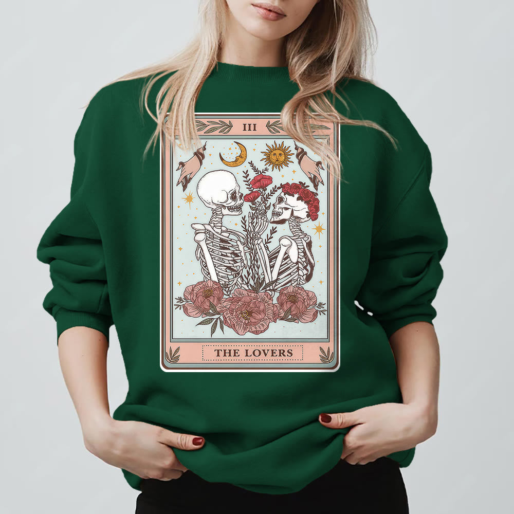 Olivenorma THE LOVER Skull Tarot Card Loose Fit Fleece Pullover Crewneck Sweatshirt - image 14