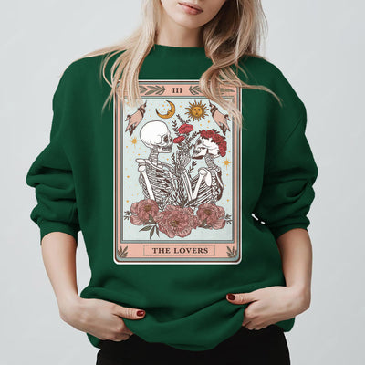 Olivenorma THE LOVER Skull Tarot Card Loose Fit Fleece Pullover Crewneck Sweatshirt - image 14