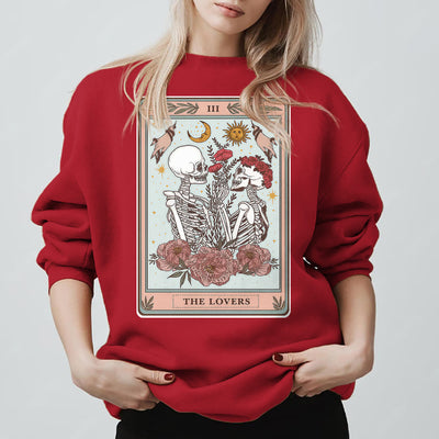 Olivenorma THE LOVER Skull Tarot Card Loose Fit Fleece Pullover Crewneck Sweatshirt - image 12