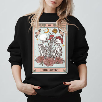 Olivenorma THE LOVER Skull Tarot Card Loose Fit Fleece Pullover Crewneck Sweatshirt - image 6