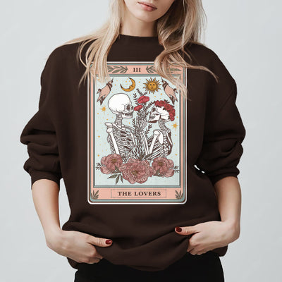 Olivenorma THE LOVER Skull Tarot Card Loose Fit Fleece Pullover Crewneck Sweatshirt - image 10