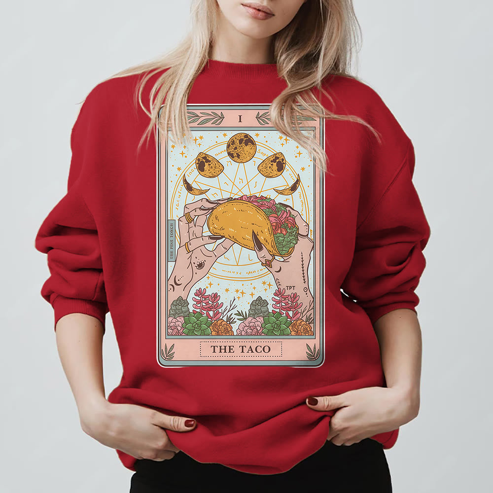 Olivenorma THE TACO Moon Phase Funny Tarot Card Fleece Loose Sweatshirt - image 14