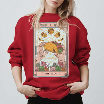 Olivenorma THE TACO Moon Phase Funny Tarot Card Fleece Loose Sweatshirt - image 14