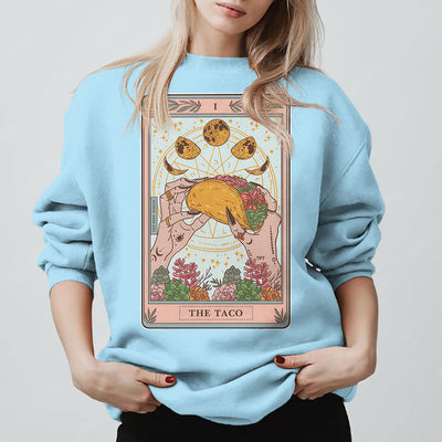 Olivenorma THE TACO Moon Phase Funny Tarot Card Fleece Loose Sweatshirt - image 1