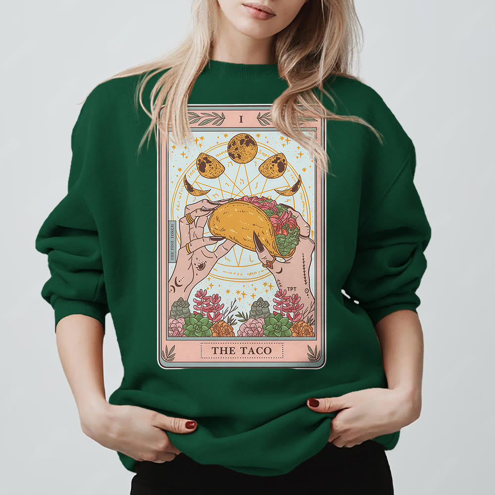Olivenorma THE TACO Moon Phase Funny Tarot Card Fleece Loose Sweatshirt - image 16
