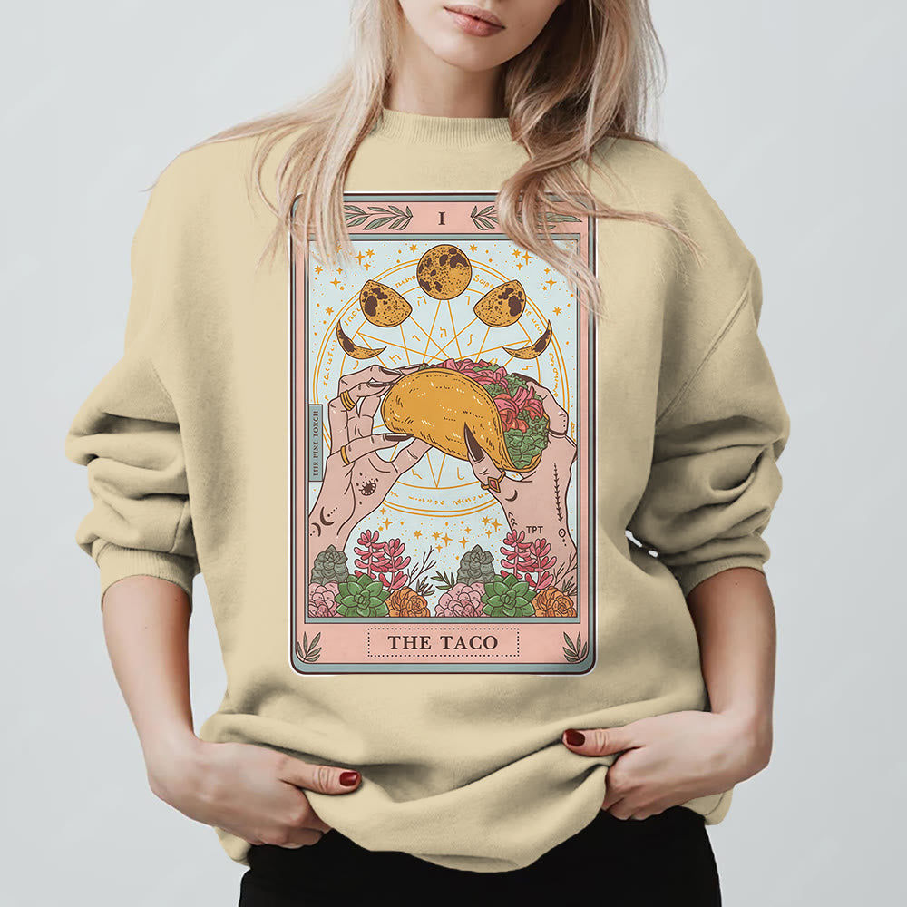 Olivenorma THE TACO Moon Phase Funny Tarot Card Fleece Loose Sweatshirt - image 12
