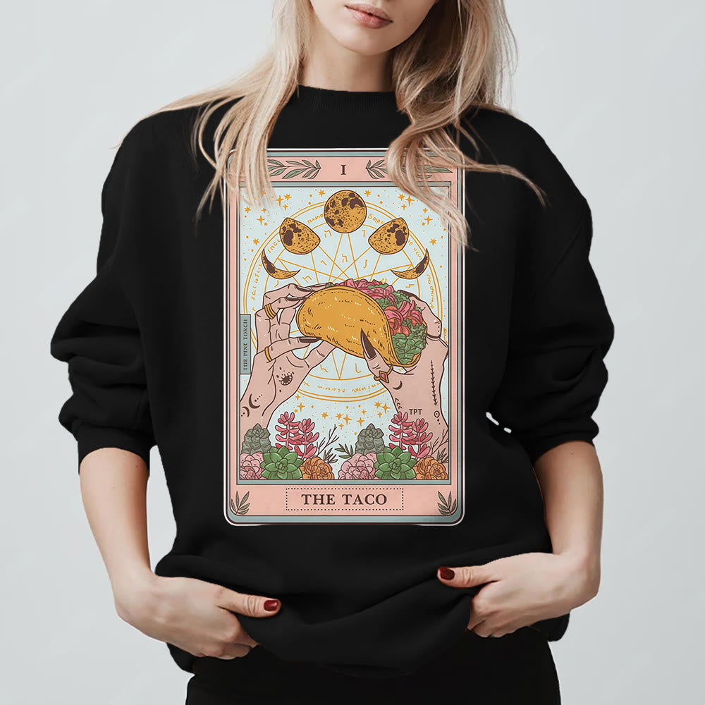 Olivenorma THE TACO Moon Phase Funny Tarot Card Fleece Loose Sweatshirt - image 6