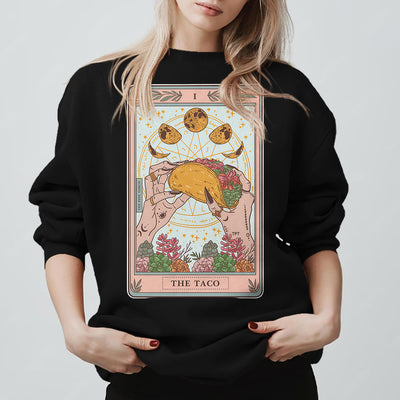 Olivenorma THE TACO Moon Phase Funny Tarot Card Fleece Loose Sweatshirt - image 6