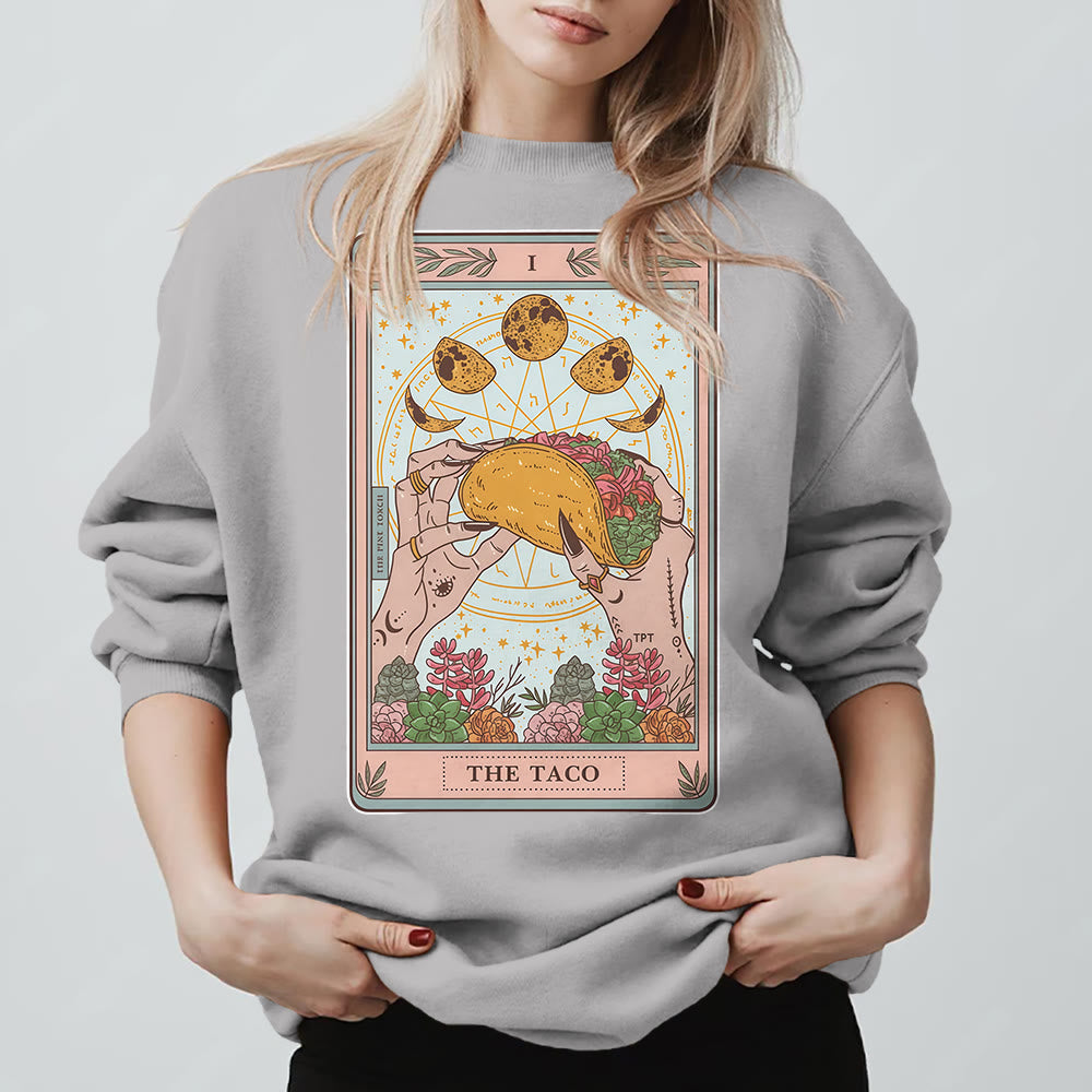Olivenorma THE TACO Moon Phase Funny Tarot Card Fleece Loose Sweatshirt - image 8