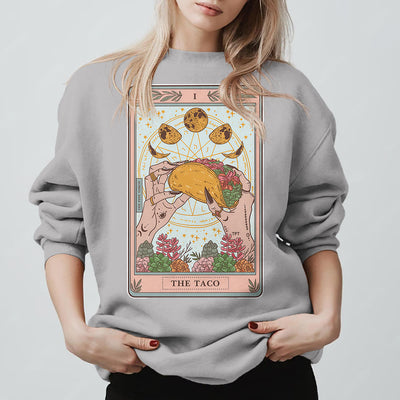 Olivenorma THE TACO Moon Phase Funny Tarot Card Fleece Loose Sweatshirt - image 8