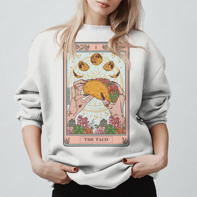 Olivenorma THE TACO Moon Phase Funny Tarot Card Fleece Loose Sweatshirt - image 4