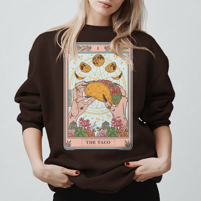 Olivenorma THE TACO Moon Phase Funny Tarot Card Fleece Loose Sweatshirt - image 10