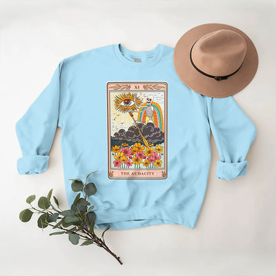 Olivenorma THE AUDACITY Skull Tarot Card Unisex Crewneck Pullover Sweatshirt - Blue - 2XL - image 15