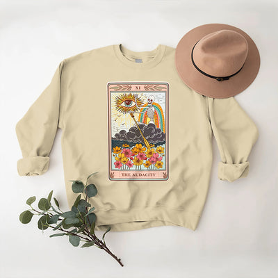 Olivenorma THE AUDACITY Skull Tarot Card Unisex Crewneck Pullover Sweatshirt - LightYellow - 2XL - image 9