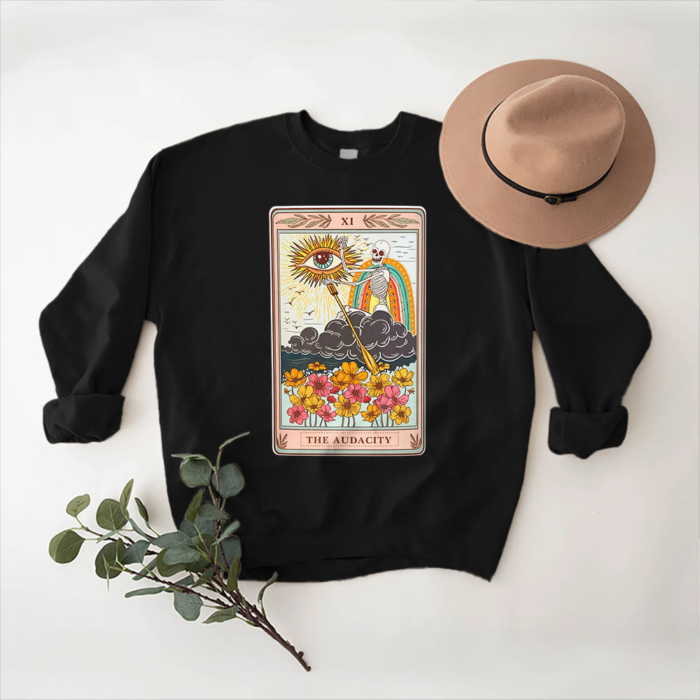 Olivenorma THE AUDACITY Skull Tarot Card Unisex Crewneck Pullover Sweatshirt - Black - 2XL - image 3