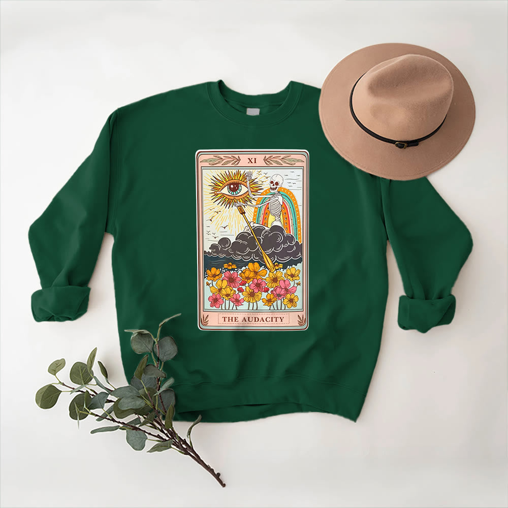 Olivenorma THE AUDACITY Skull Tarot Card Unisex Crewneck Pullover Sweatshirt - Green - 2XL - image 13