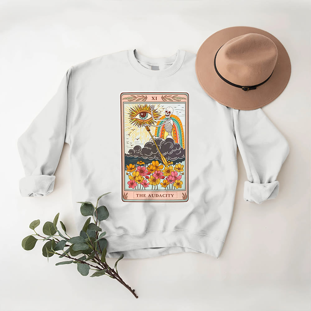 Olivenorma THE AUDACITY Skull Tarot Card Unisex Crewneck Pullover Sweatshirt - White - 2XL - image 0