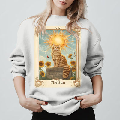 Olivenorma THE SUN Tarot Card Cat King Sunflowers Fleece Pullover Sweatshirt - image 6