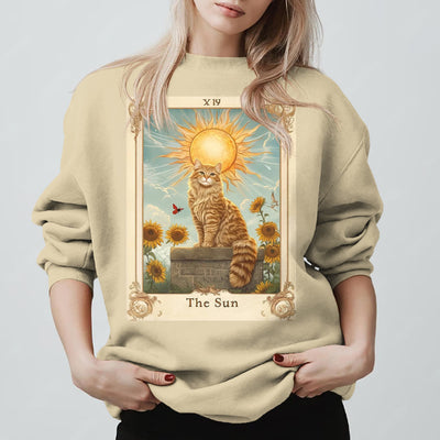 Olivenorma THE SUN Tarot Card Cat King Sunflowers Fleece Pullover Sweatshirt - image 10