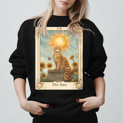Olivenorma THE SUN Tarot Card Cat King Sunflowers Fleece Pullover Sweatshirt - image 8