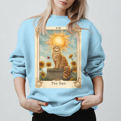 Olivenorma THE SUN Tarot Card Cat King Sunflowers Fleece Pullover Sweatshirt - image 16