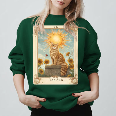 Olivenorma THE SUN Tarot Card Cat King Sunflowers Fleece Pullover Sweatshirt - image 14