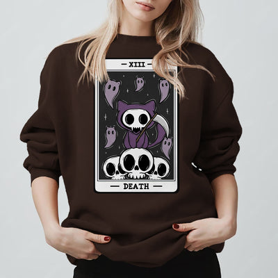 Olivenorma DEATH Skeleton Ghosts Tarot Card Long Sleeve Tee Fleece Sweatshirt - image 6