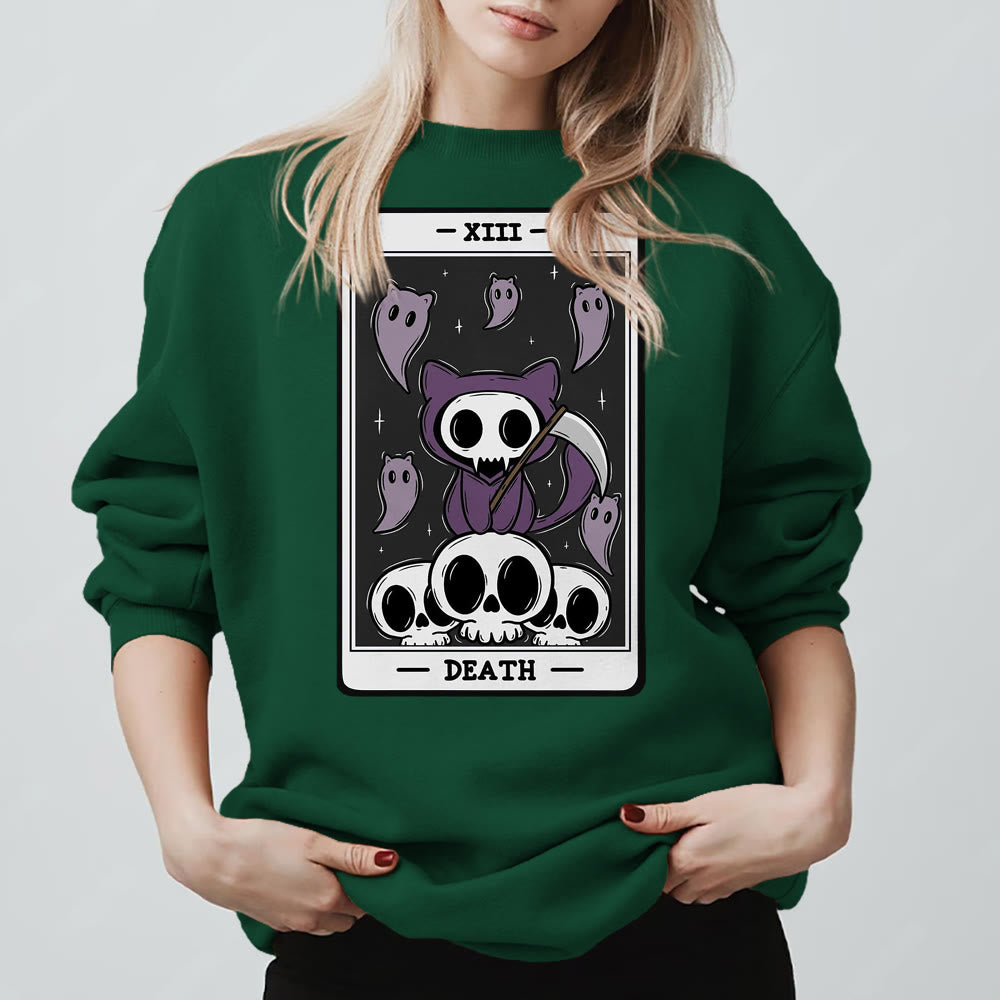 Olivenorma DEATH Skeleton Ghosts Tarot Card Long Sleeve Tee Fleece Sweatshirt - image 14
