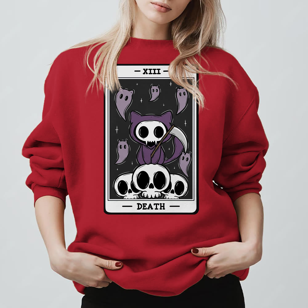 Olivenorma DEATH Skeleton Ghosts Tarot Card Long Sleeve Tee Fleece Sweatshirt - image 12