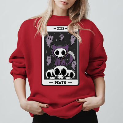 Olivenorma DEATH Skeleton Ghosts Tarot Card Long Sleeve Tee Fleece Sweatshirt - image 12