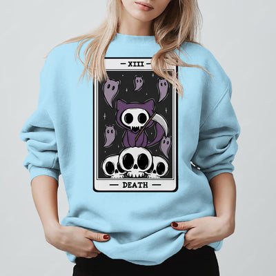 Olivenorma DEATH Skeleton Ghosts Tarot Card Long Sleeve Tee Fleece Sweatshirt - image 16