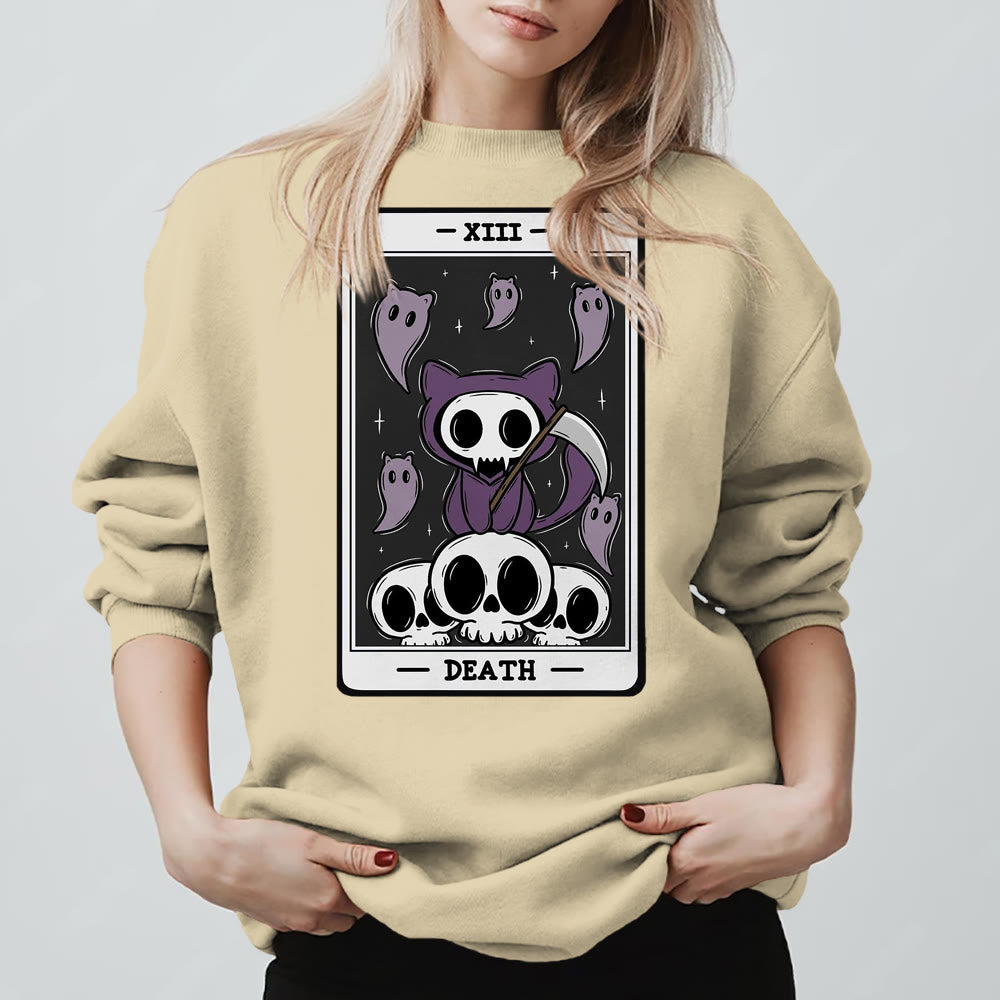 Olivenorma DEATH Skeleton Ghosts Tarot Card Long Sleeve Tee Fleece Sweatshirt - image 10