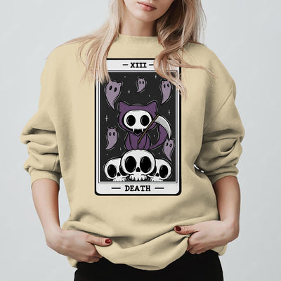 Olivenorma DEATH Skeleton Ghosts Tarot Card Long Sleeve Tee Fleece Sweatshirt - image 10