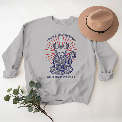 Olivenorma WHATEVER BIT*HES Meditation Inspiritual Long Sleeve Crewneck Sweatshirt - Grey - 2XL - image 7